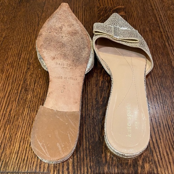 Kate Spade Gold Leather Pointed Mules 38 - Picture 3 of 4